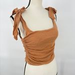 Free People  Boulevard Tie-Strap Crop Tank Top XS | Square Neck | Ruched Sides Photo 5