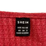 SheIn  XS Red Waffle Knit Peplum Top with Flutter Sleeves V-Neck Blouse Photo 4
