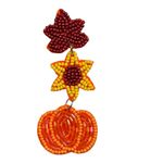 Fall Beaded Dangle Earrings Maple Leaf Sunflower Pumpkin Earrings Autumn New Orange Photo 1