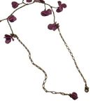 Vintage 3 Floral Wired Strand Purple Fuchsia Spacer Necklace W/ Paired N… Photo 11