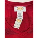Talbots New Top Womens PM Red Sparkle Stripe Tee V-Neck Long Sleeve Casual Shirt Photo 3