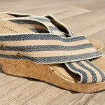 Merona Criss Cross Stud striped Cork Wedge Heels blue tan size 8 Photo 0