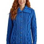 Aran Crafts Ireland Merino Wool Cardigan Variegated Blue XS NWOT Photo 0