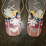 Roxy Silver Slide On Floral Logo Flip Flops Women’s Size 10 / 11 Photo 5