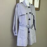 CAbi Tanner Linen Trench Coat Light Blue/Purple Silver Lake Medium #5296 Photo 1