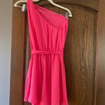 SheIn bright pink one shoulder romper Photo 1
