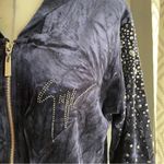 Giuseppe Zanotti  Y2K‎ Sweatshirt Dress Velour Rhinestone Zip Up Hoodie 42 Photo 2