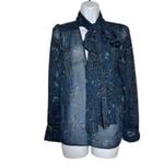 See By Chloe  georgette‎ scarf tie floral crepe navy blue blouse size 10 Photo 1