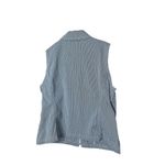 Rafaella Vintage Petites Striped Vest Womens 8P Gray Sleeveless Zip Up Collared Photo 5
