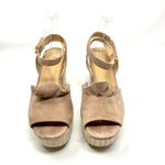 Anthropologie Ruffled Platform Heel Sandals Suede Light Pink Size 41 US 10.5 Photo 1