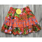 ALDEN ADAIR Angela Skirt In Jungle Cruise‎ Tiered Ruffle Smocked Mini Skirt Sz S Orange Photo 4
