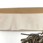 Anthropologie Hechizo Beige Vegan Faux Leather Foldover Tassel Boho Clutch Photo 1