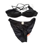 PQ SWIM High Cut Full Bikini Bottom Midnight NWT Medium Black Photo 1