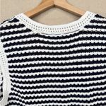 Joie  Navy and White Striped Button Knit Vest Top Sleeveless Size L Photo 4