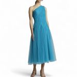 Zac Posen Turquoise One-Shoulder Tulle Midi-Dress MSRP $795.00 Sz 14 NWT Photo 1