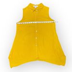 Fever Mustard Yellow Button Up Collared Tank Top Women’s Small Oversized Gold Photo 4