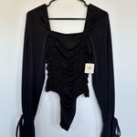 Free People NWT Black Ruched Bodysuit Photo 4