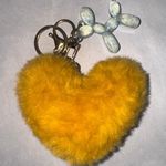 Women's Unbranded Yellow Fluffy Heart & Light Blue Balloon Dog Keychain One Size Photo 0