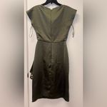 NWOT Amsale Cowl Neck Satin Sheath Dress olive green sz 2 Photo 5