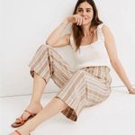 Madewell • Smocked Huston Pull-On Crop Pants in Stripe tan white wide leg beach Photo 6