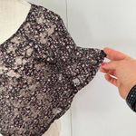 Kirra ‎ Top Womens XS Black Mesh Lace Ditsy Floral Stretch Sheer Oversized Blouse Photo 8