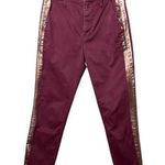 mother the shaker prep fray killing time maroon rose gold stripe trousers pants Red Size 24 Photo 0