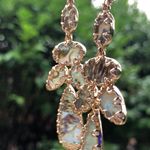 Gold and abalone dangle chandelier statement earrings Photo 2