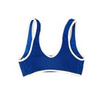 Beach Babe Blue Ribbed White Trim Swim Suit Top Size Small‎ Photo 1