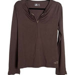 Horny Toad  Long Sleeve V-Neck Top‎ Brown Velvet Velour Trim Small Photo 0
