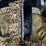 Vintage Y2K Velour Leopard Print Olive Green Mixed Media Jacket XL Glam Photo 15