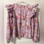Chelsea and Violet Floral Print Balloon Sleeve Ruffle Top Size Medium Photo 0