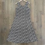 Anthropologie Vintage Ditsy Floral Print Crew Neck Maxi Dress Black Tan Medium Photo 3