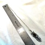 Silver tone feather tigers eye pendant necklace Photo 7