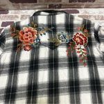 Driftwood  Black and White Plaid Shirt with Floral Embroidery XS Photo 8