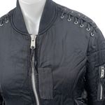 AllSaints Bree Women's Black Laced Up Full Zip Long Sleeve Bomber Coat Jacket M Size M Photo 3