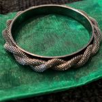 Y2K vintage retro set of 3 bangle bracelets 2 blk 1 silver GVC Black Photo 2