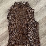 Vintage apart silk high neck leopard print sheer sleeveless blouse medium Brown Photo 0