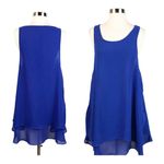 MILLAU Chiffon Blue Shift Swing Dress Sheer Layers Scoop Neck Sleeveless Medium Photo 6