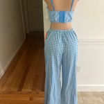 Colsle Stylish blue gingham two-piece set featuring a crop top and wide-leg pants. Photo 4