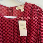 Michael Kors MICHAEL  Dress Deep Red Long Sleeves Swiss Dot Lined Dress Sz 10 NWT Photo 3