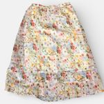 MELLODAY  Women's Off White Floral Satin A-Line Maxi Skirt Large NWT Photo 1