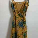 Madewell 100% Silk Wrap Dress (Sz S) Van Greek Gold Blue & Pink Vintage Floral Photo 2