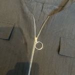 SheIn  Curve Plus Size 3XL Plain Solid Black Short Sleeve Blouse with Zipper Photo 3