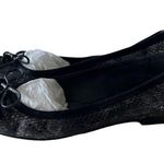 Stuart Weitzman Sliver Black Metallic Snake Skin Embossed Leather Flats Size 7M Photo 7
