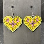 Handmade Yellow and Pink Heart‎ Earrings Photo 0