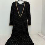 ET AL ,Woman 100 Wool Gold bead, studded vintage formal dress Size 10 Black Photo 2