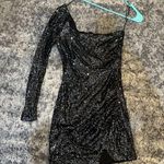 Windsor  One Shouldered Black/Sliver Sequin Mini Formal Dress Photo 0