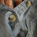 Elan  Denim Ruffled Mini Dress Tencel Sleeveless Pockets Casual Vacation Chambray Photo 3