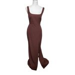 BHLDN  Catarina Brown Crepe Maxi Dress Women’s Size 2 Sleeveless Slit Formal Photo 1