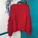 Red puff sleeve relaxed, cardigan. Size small Photo 5